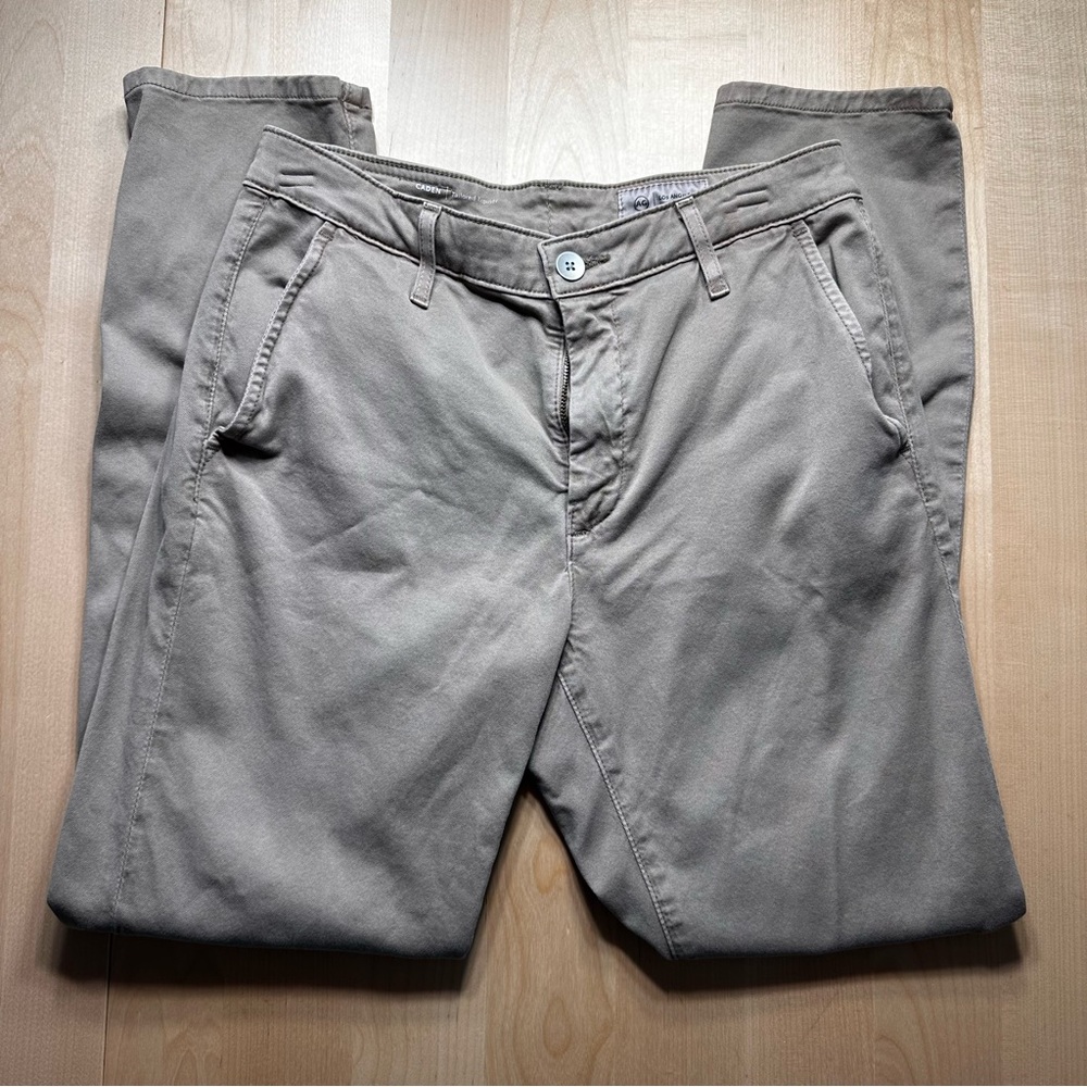 AG Jeans Khaki Caden Tailored Trouser Pants‎ Sz 26 Italian Fabric
